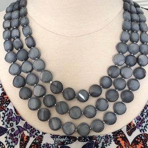 Anthropologie grey multi strand beaded necklace